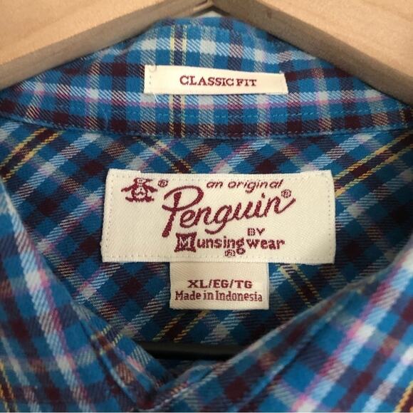 Original Penguin by Munsingwear Plaid Casual Brushed Cotton Button Down Shirt - Picture 2 of 4